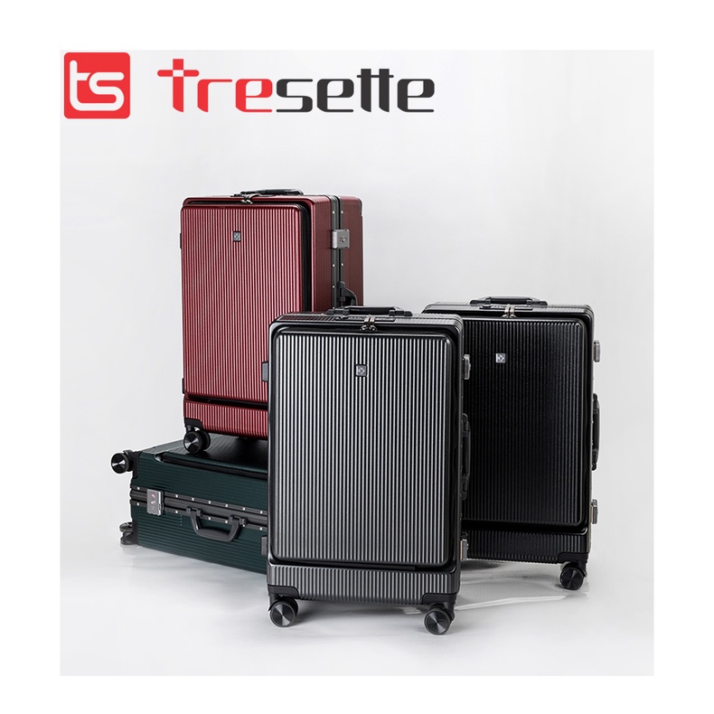 Vali khóa sập cao cấp nhập khẩu Hàn Quốc Tresette TSL-2029 size 26 Có Ngăn Đựng Latop Vân Dọc Sang Trọng Cổng