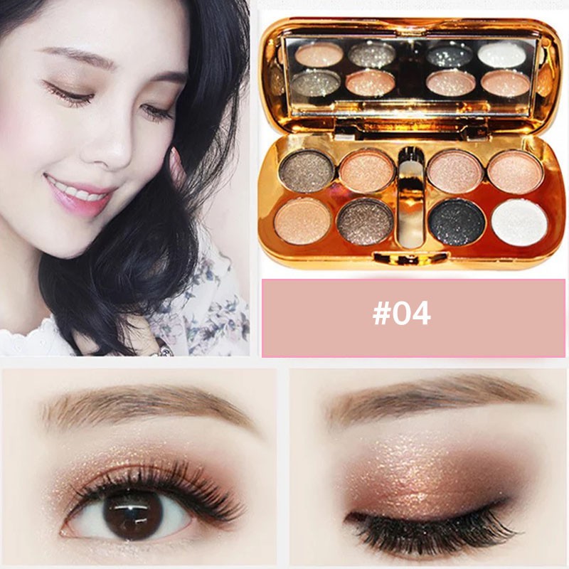 [Phấn mắt] LED 8 Màu Sắc Tươi Sáng Kim Cương Eyeshadow Kèm Cọ Trang Điểm Cực Sang Chảnh Hot Trend 2020