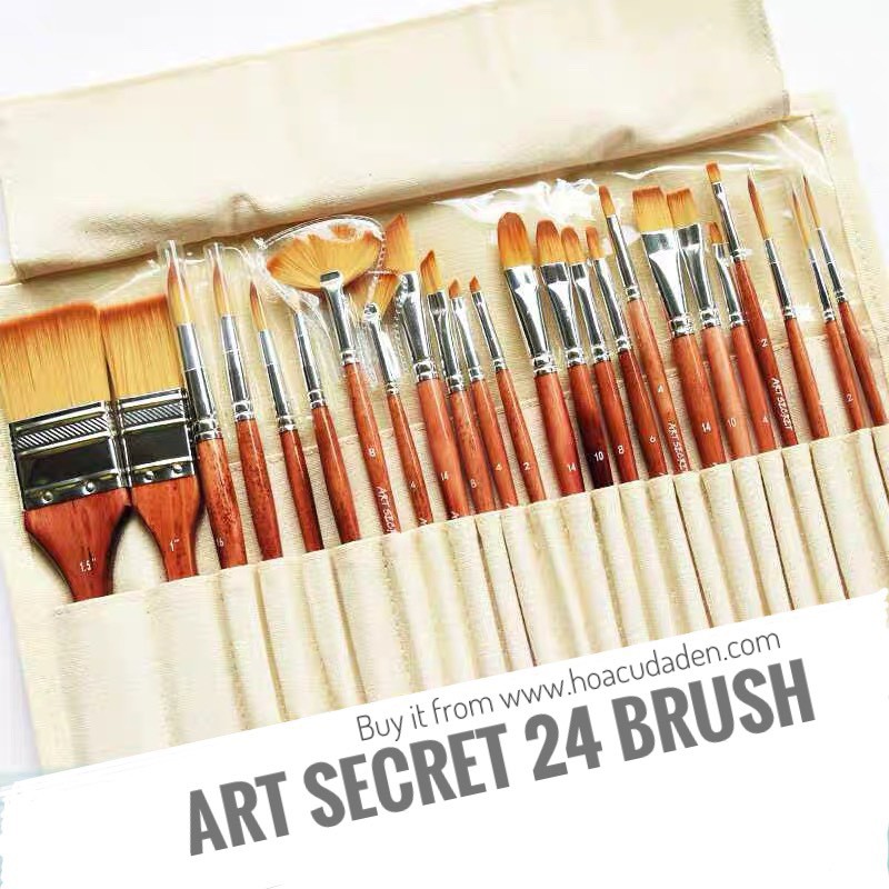 [DA ĐEN] Bộ Cọ Vẽ Art Secret 24 Món Kèm Túi