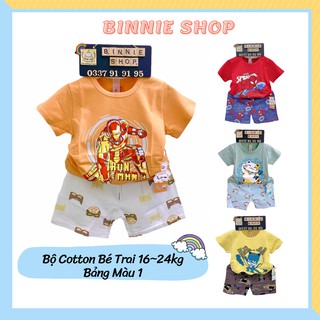 Đồ bộ bé trai quảng châu xuất hàn Quần áo trẻ em BINNIE SHOP chất thun cotton cho bé trai từ 16-24kg (3-6 tuổi) BTT1