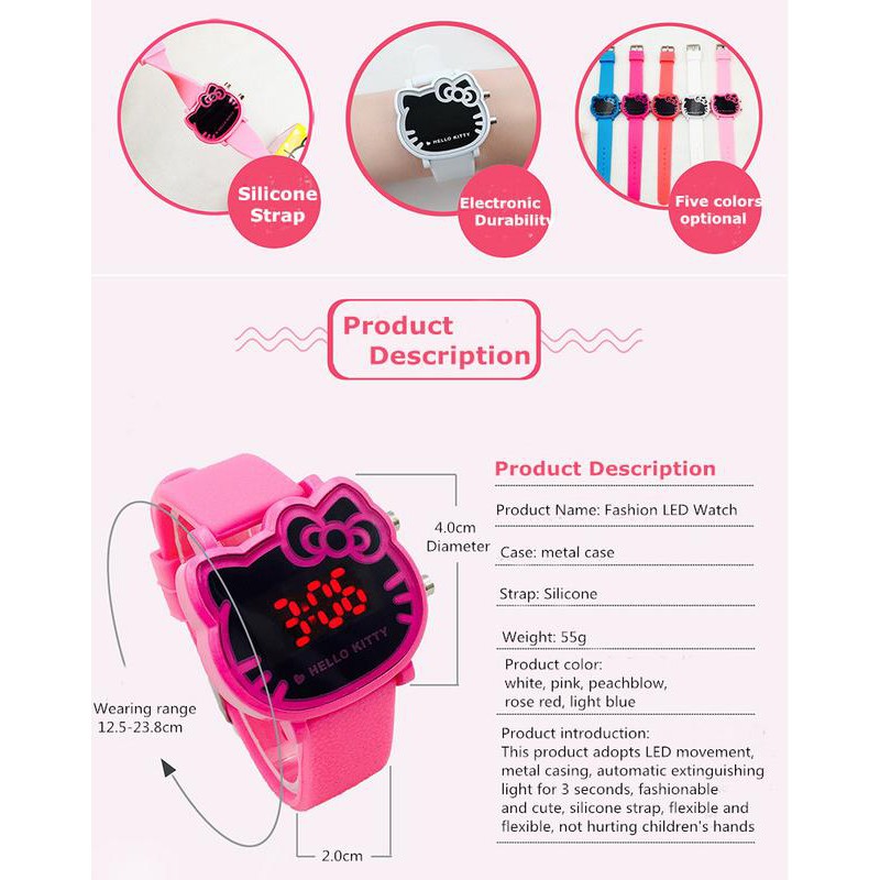 Hello Kitty waterproof Korean Children's led digital watch | BigBuy360 - bigbuy360.vn