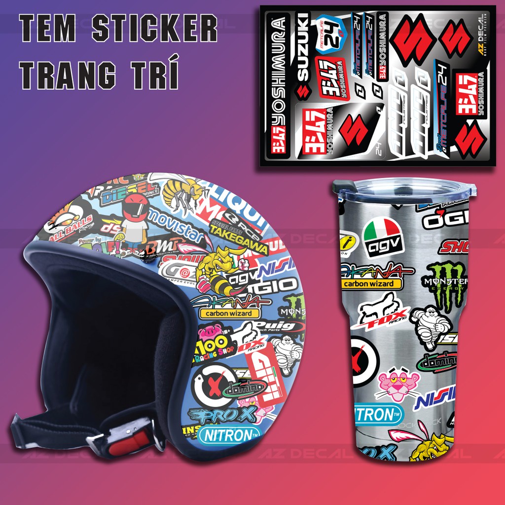 [Set A4] Sticker Dán Xe Chủ Đề Suzuki | Trang Trí Xe Máy, Xe Điện, Nón Bảo Hiểm, Laptop, Điện Thoại