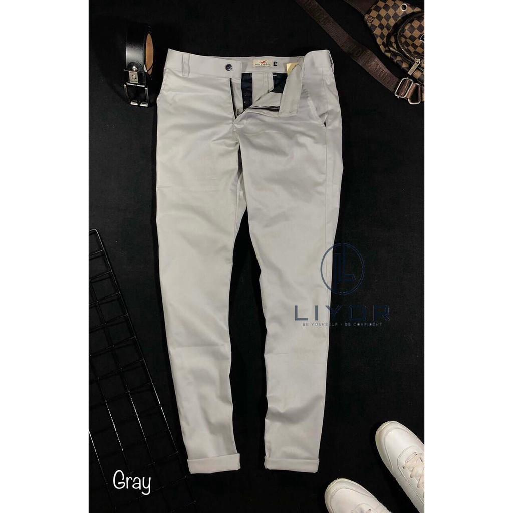 Quần kaki nam (HỖ TRỢ ĐỔI SIZE) dài form ôm tôn dáng thiết kế trơn đơn giản - Liyor - QDKK001
