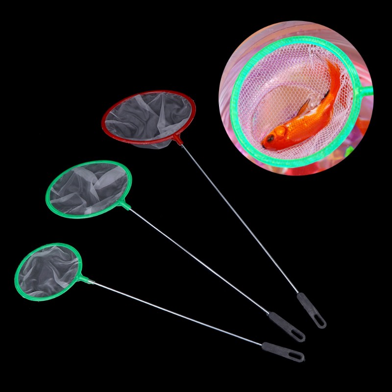 Vợt bắt tôm/ cá hình tròn với khung bằng nhựa mảnh tiện dụng cho bể cá cảnh