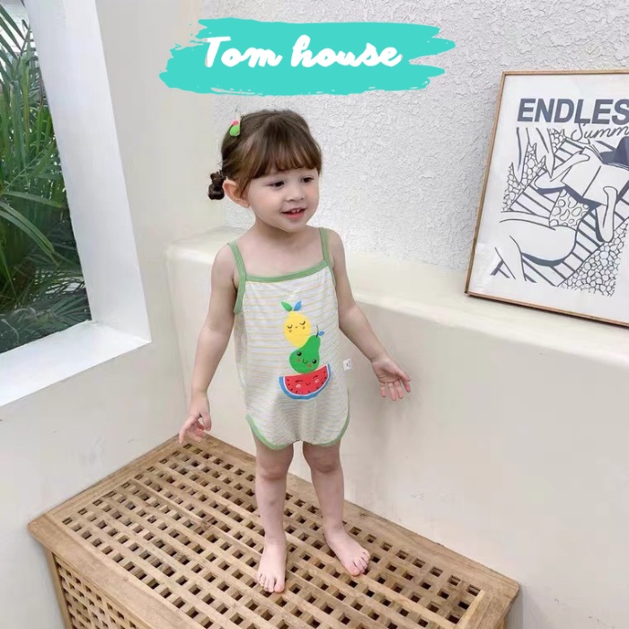 Bodysuit 2 Dây Mỏng Mát Mùa Hè Họa Tiết Đáng Yêu Cho Bé Gái Sơ Sinh Tôm House