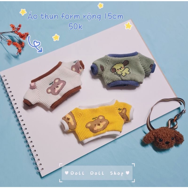 Áo thun form rộng hình gấu cho doll 20cm,15cm 🐻