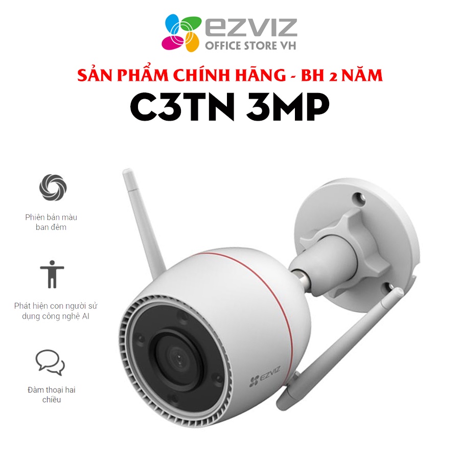 [MUA 2 TẶNG 1 QUÀ EZVIZ] Camera Wifi ngoài trời EZVIZ C3TN 3MP 2K ban đêm có màu, đàm thoại 2 chiều