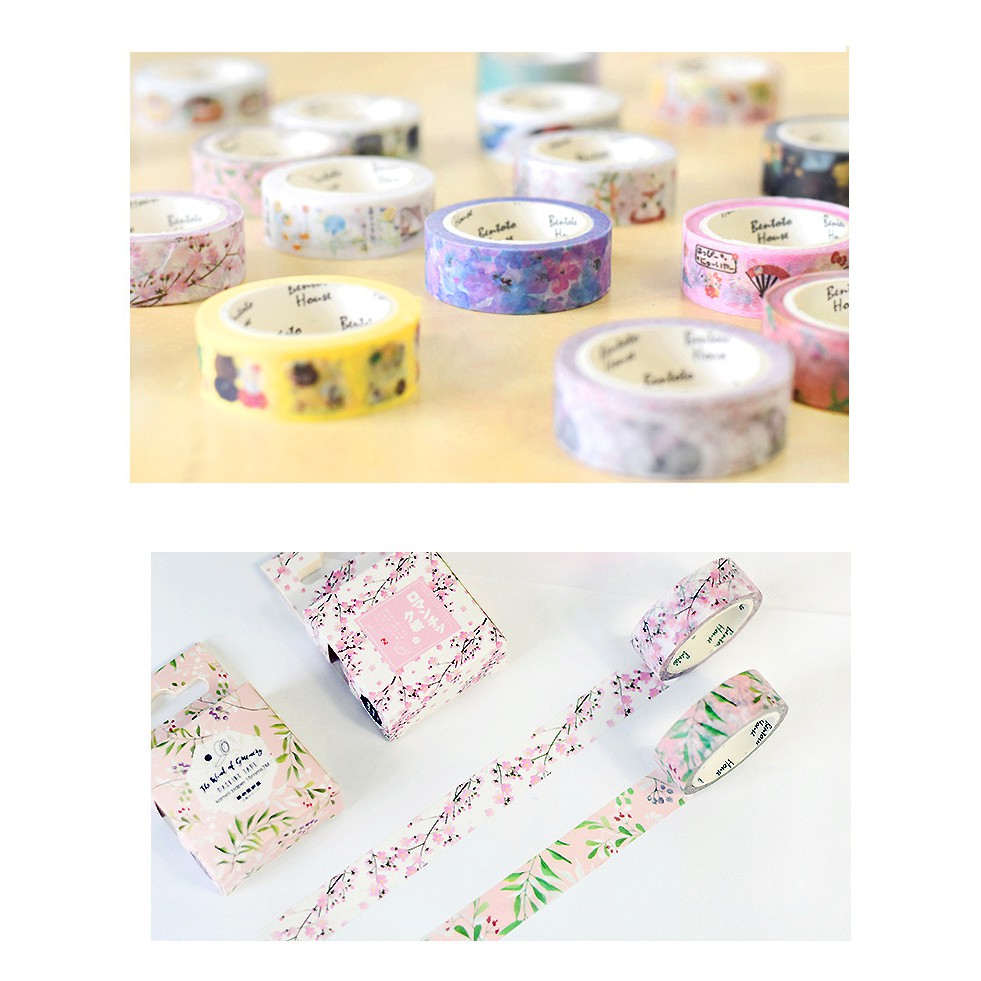 Washi tape set 1 cuộn Bentoto kích thước 15mm x7m