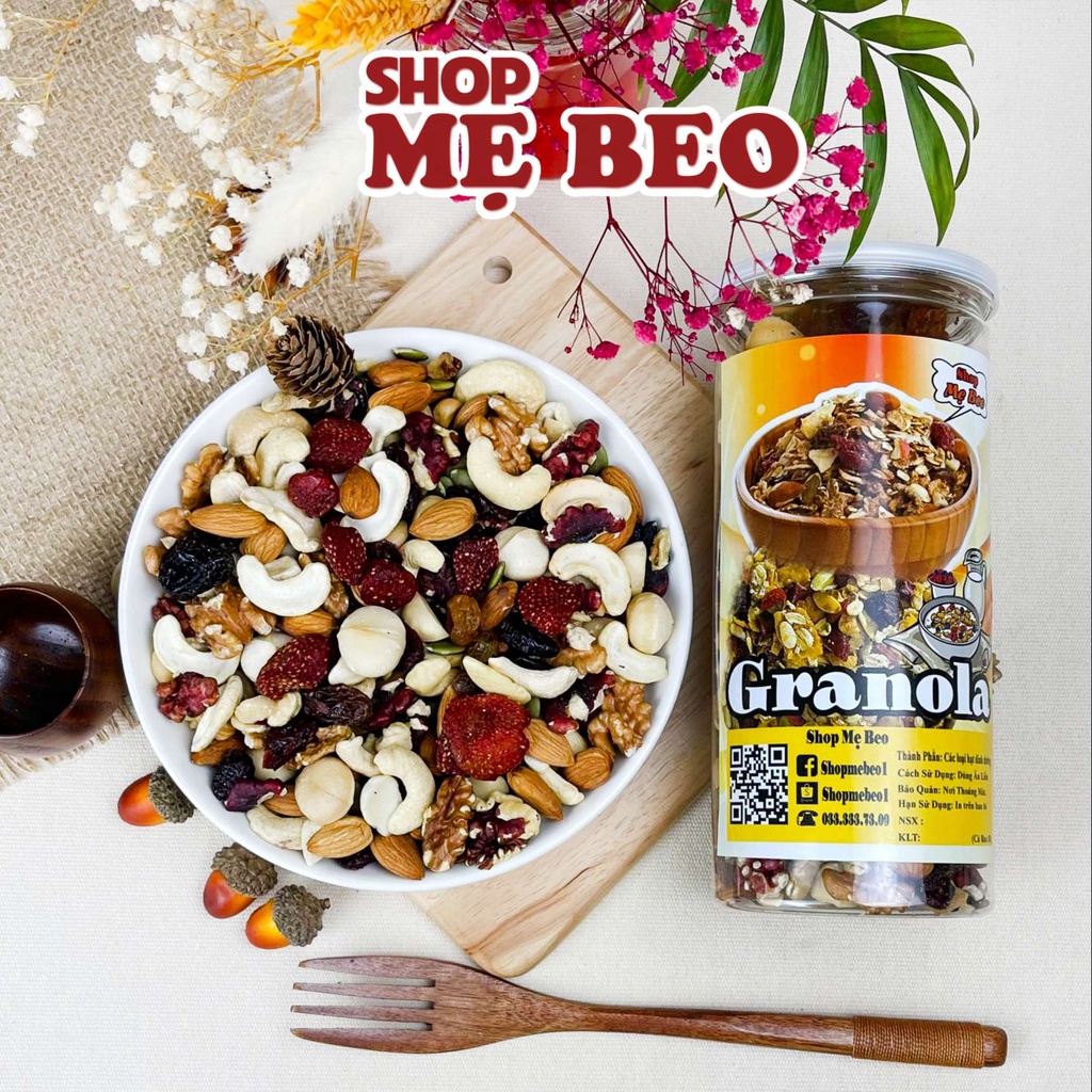 Granola 13 Loại Siêu Hạt Dinh Dưỡng Ăn Kiêng Giảm Cân Không Đường Mẹ Beo Vị Tự Nhiên