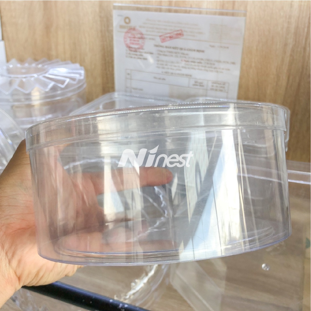 Hộp nhựa tròn đựng yến 100g/Hộp quà tặng bánh mứt, hạt điều -  Ninest sỉ, lẻ phụ kiện tinh chế yến