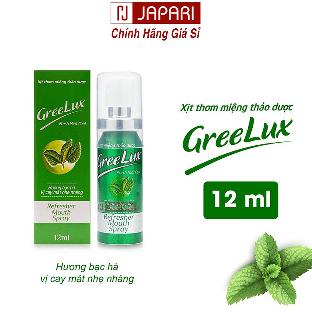 Xịt Thơm Miệng Listerine / Greenlux Chính Hãng - Chai Xịt Thơm Miệng Thảo Dược Bạc Hà Khử Mùi Hôi Miệng - japari