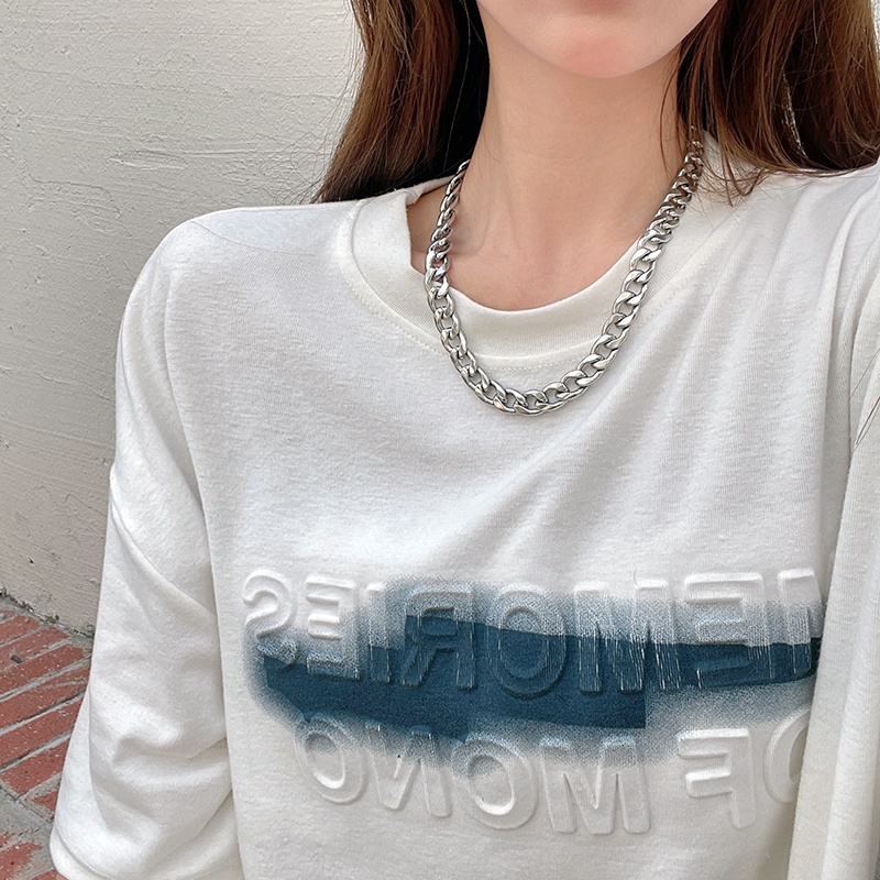 Vòng cổ dây xích thép titan dày cá tính đa năng trang trí cho cặp đôi