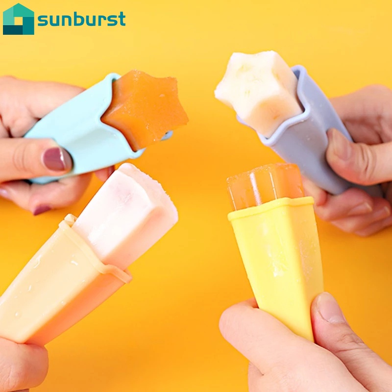 Set 4 khuôn silicon làm kem que hình ngôi sao có thể tái sử dụng