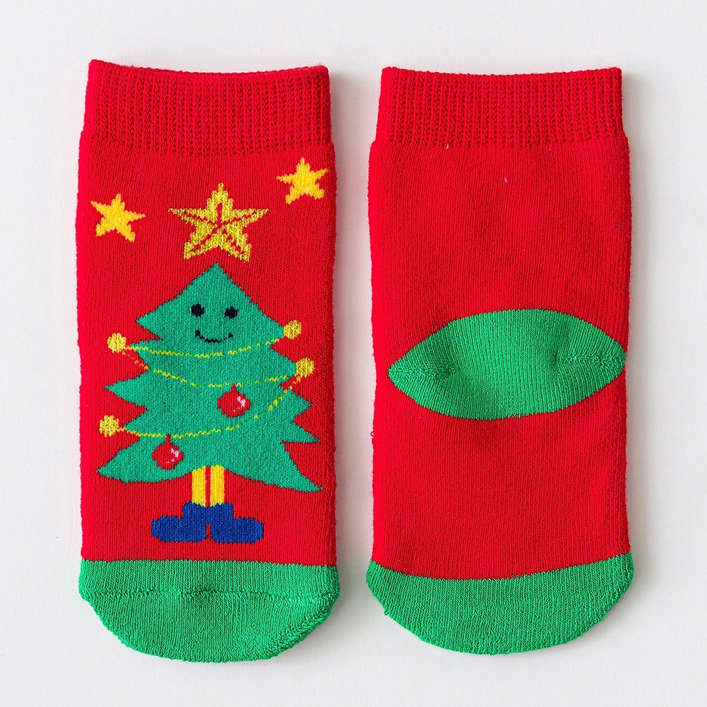 5 Cặp / Lô Tất Giáng sinh Trẻ em Bé trai Bé trai Cô gái Ông già Noel Mẫu phấn màu Bông đầy màu sắc Mềm mại Ấm áp Vớ