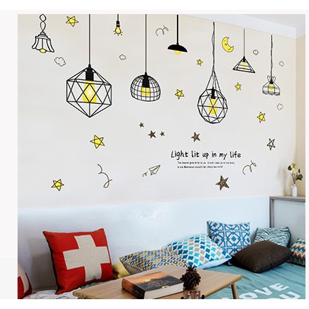 Tranh decal dán tường CHÙM ĐÈN &amp; DREAMCATCHER II trang trí phòng khách cho bé - Decal dán tường, Giấy dán tường