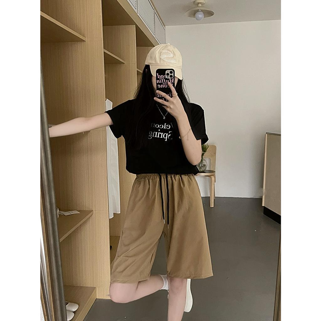 Ethelgirl Quần Short Nữ Lưng Cao Ống Rộng 5 Màu Sắc Lựa Chọn