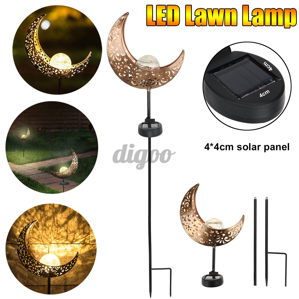 Garden Solar Light Pathway Outdoor Moon Lawn Lamp Landscape Courtyard Waterproof