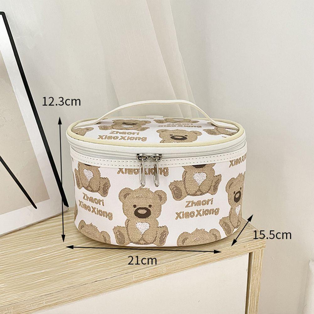 OCEANMAP Túi Đựng Mỹ Phẩm Chống Thấm Nước Có Khóa Kéo Hình Gấu Dễ Thương