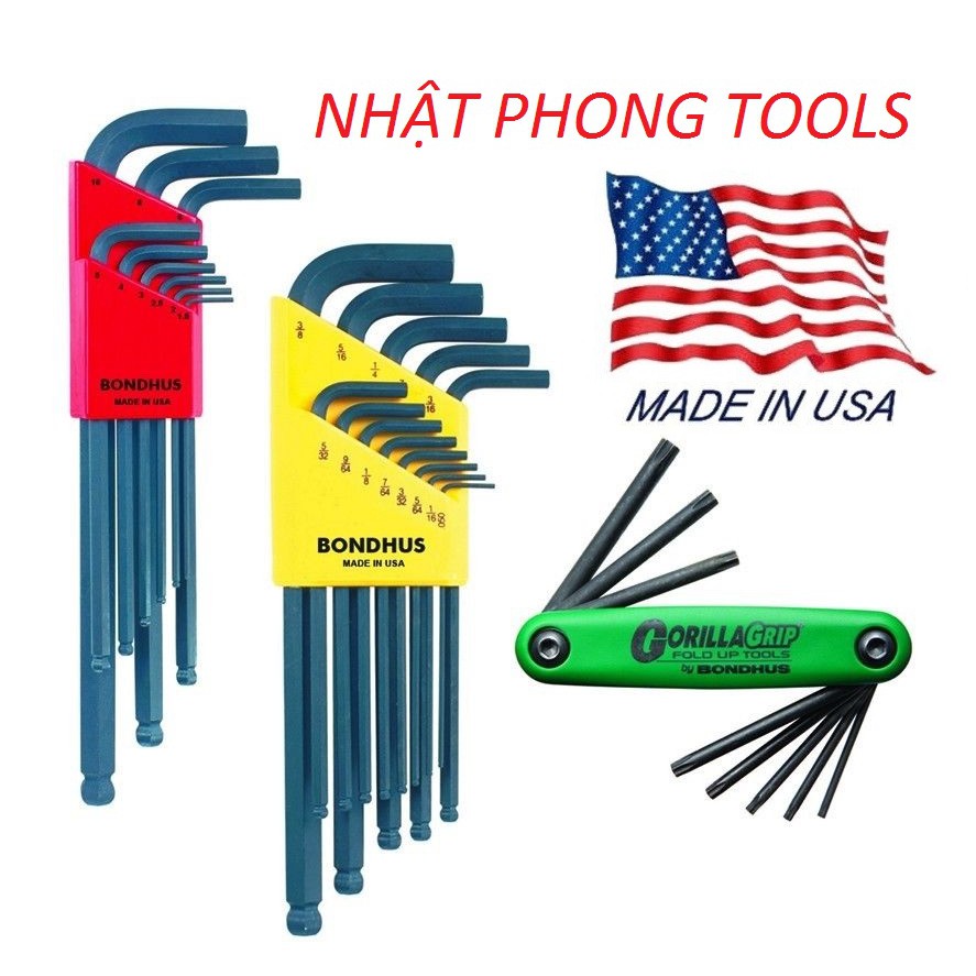 BONDHUS bộ lục giác hệ inch đầu cụt , 13 cay , sản xuất tại Mỹ