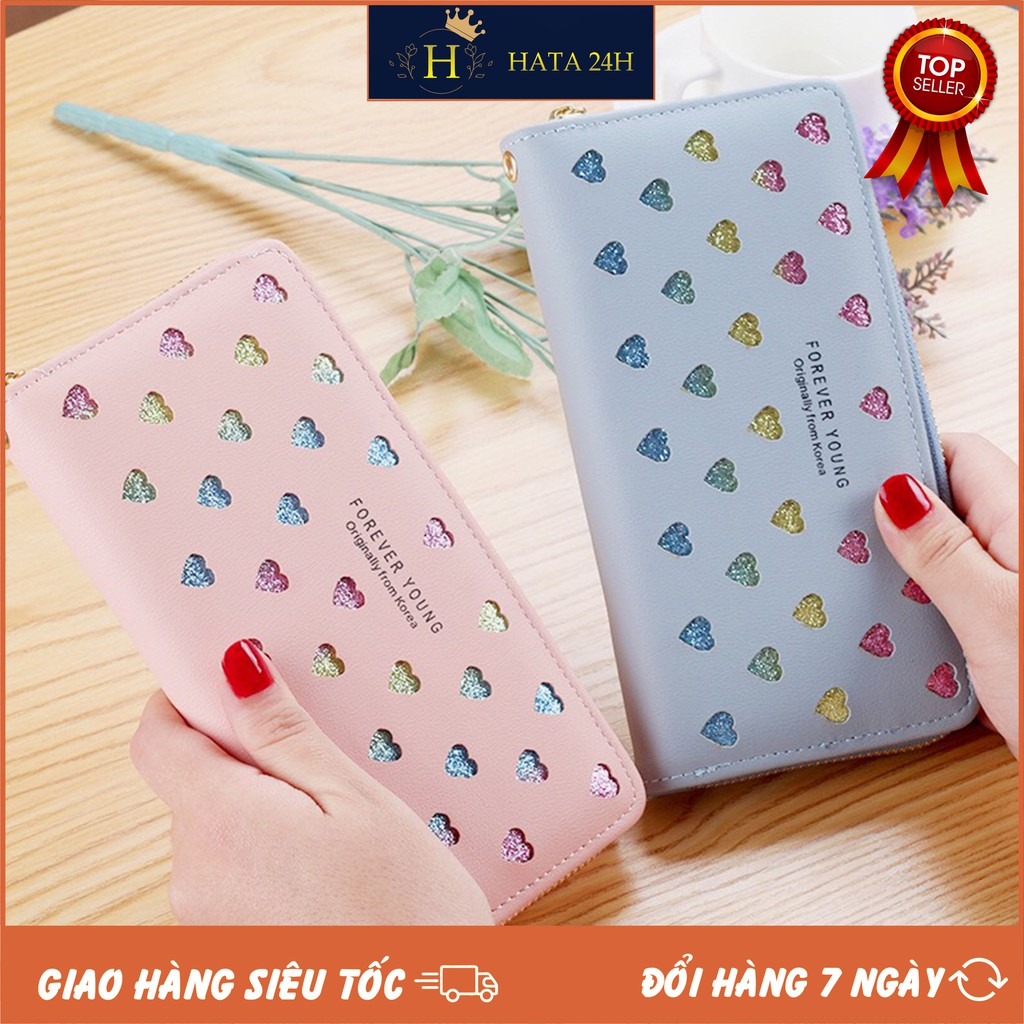 VÍ DÀI NỮ CẦM TAY CAO CẤP MƯA TIM KIM TUYẾN DỄ THƯƠNG V309 SIÊU HOT | BigBuy360 - bigbuy360.vn