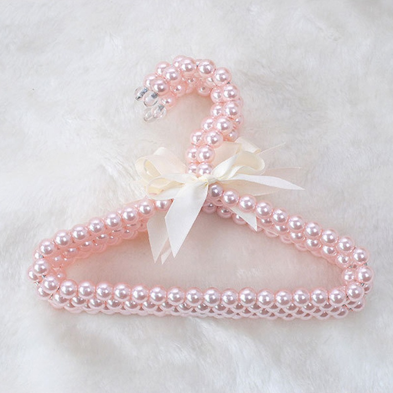 Set 5 Móc Treo Quần Áo Em Bé Bằng Nhựa Đính Ngọc Trai