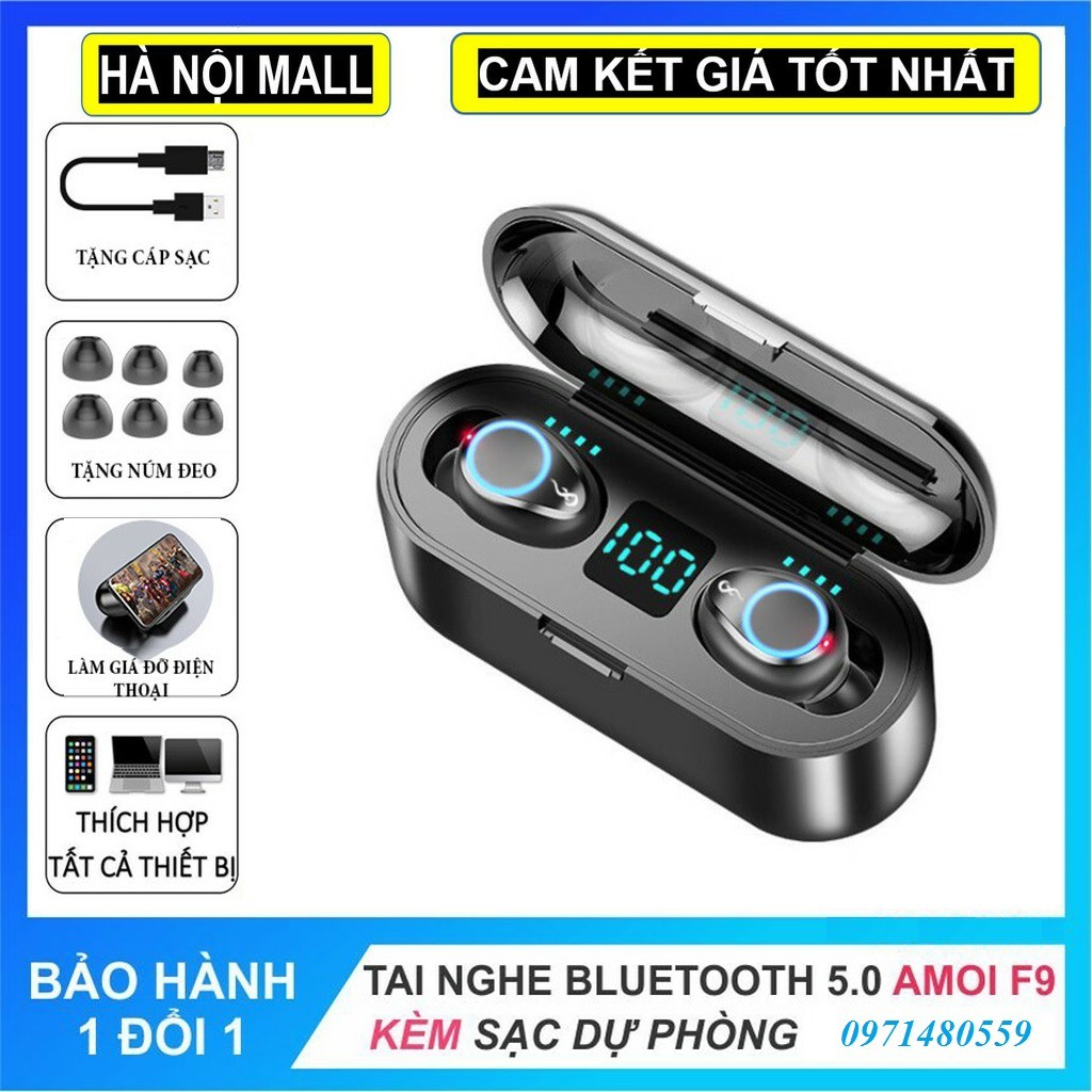 [Mã 2404EL10K giảm 10K đơn 20K] Tai nghe true wireless AMOI F9 | bản QUỐC TẾ | Màu Đen | (Nhiều phiên bản)