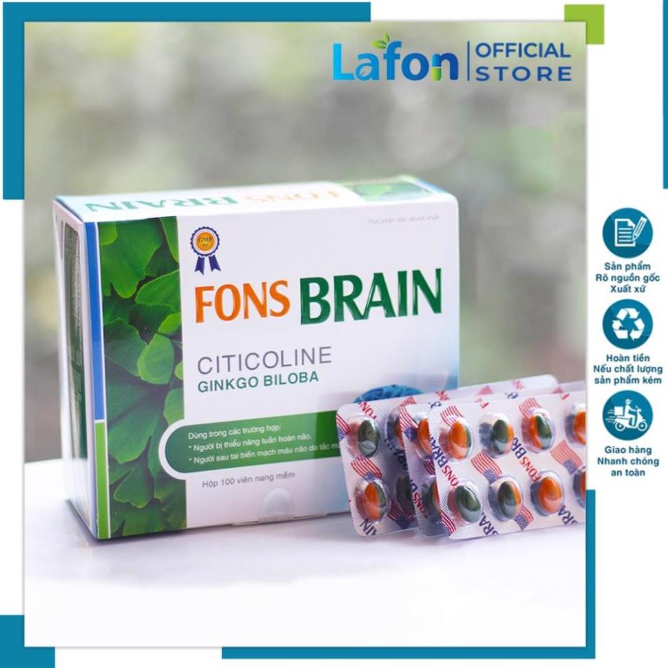 Viên uống tuần hoàn não Fons Brain Citicoline tan cục máu đông, ngừa tai biến dạng vỉ 100 viên tiện dụng
