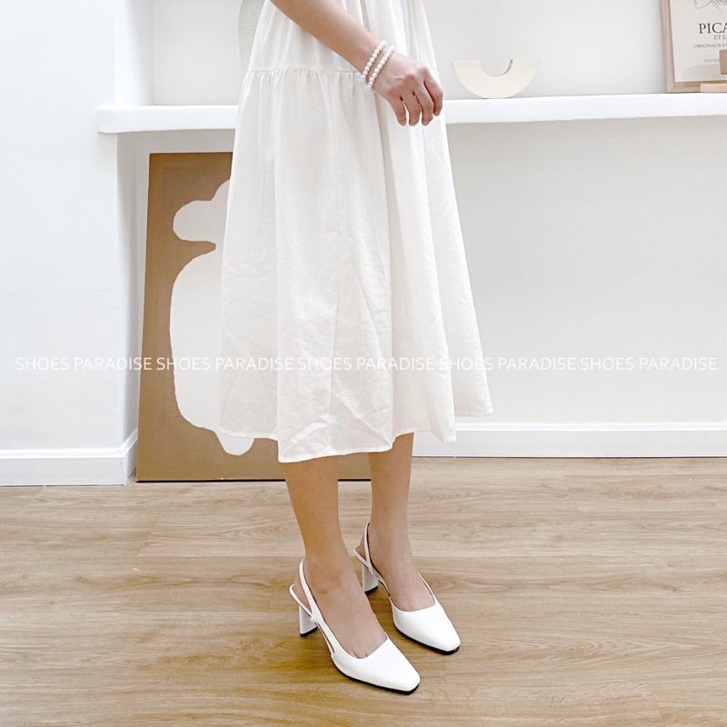 Giày cao gót nữ cổ điển mũi vuông gót vuông shoesparadise BBXK6 thời trang công sở giày cưới mary jane