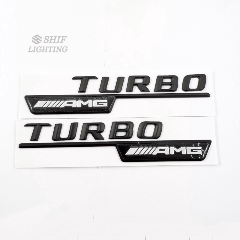 2 x Metal AMG TURBO Letter Logo Car Auto Decorative Emblem Badge Sticker Decal For Mercedes Benz AMG