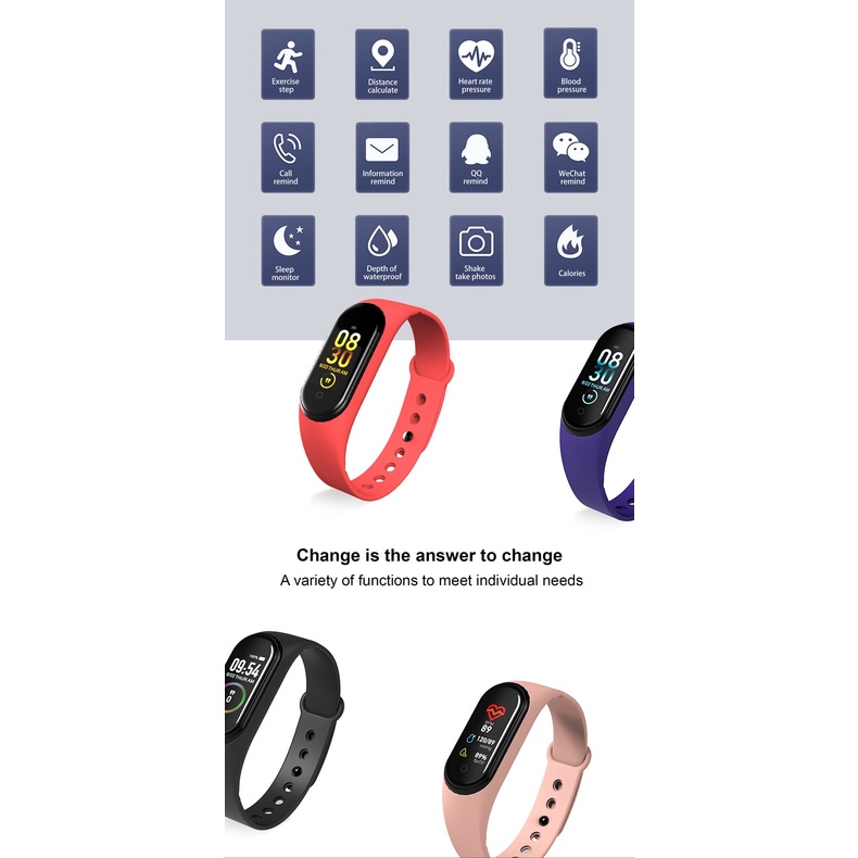 Đồng Hồ Thông Minh M4 Theo Dõi Nhịp Tim Huyết Áp Dành Cho Nam Và Nữ