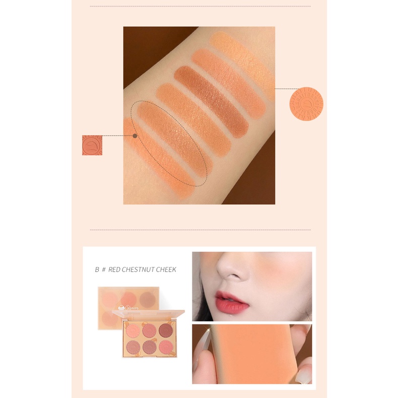 [Hàng mới về] Bảng phấn má hồng XIYUAN 6 màu sắc đa năng thời trang dành cho trang điểm | BigBuy360 - bigbuy360.vn