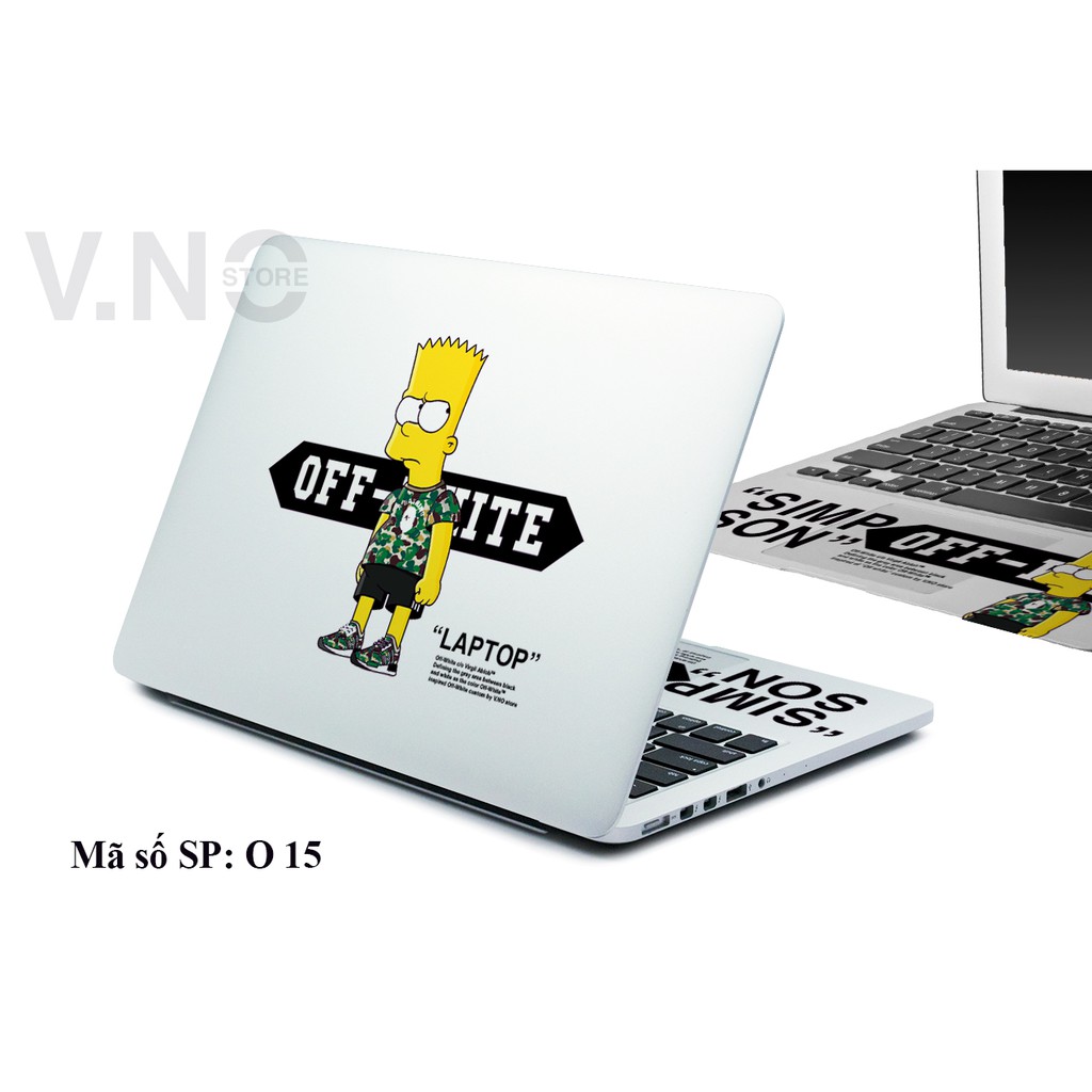 Decal dán laptop V.NO SKIN Off-White Simpson các dòng máy dell/acer/asus/lenovo/hp