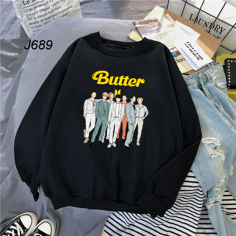 "Bòi Bơ Bts"🧈 Áo Hoodie Thời Trang Đường Phố Cá Tính Cho Nữ