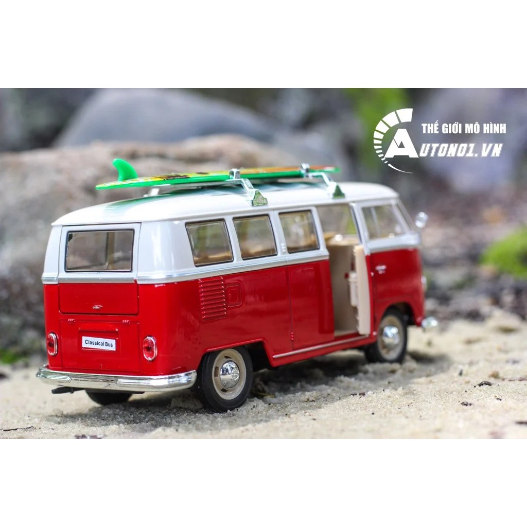 MÔ HÌNH XE VOLKSWAGEN T1 BUS WITH SURF BOARD 1:24 WELLY 7029