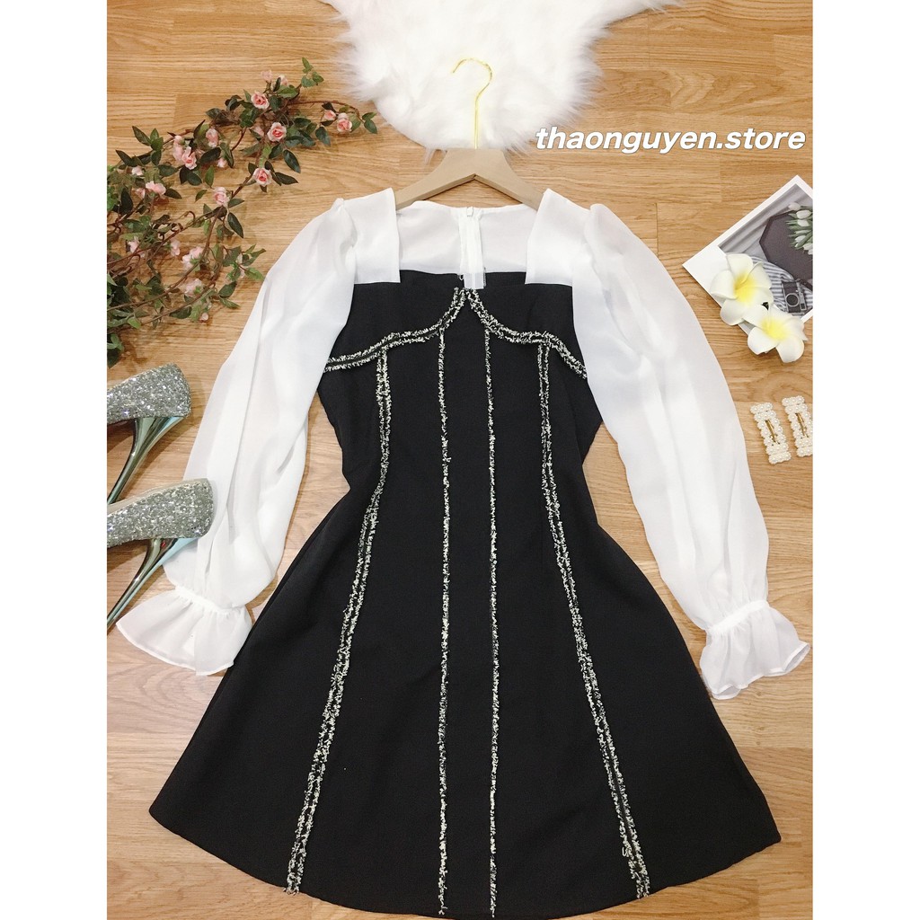 Đầm Ulzzang Viền Ren Phối Tay Voan💖FREESHIP💖váy nữ phối ren hotrend MT2201 | BigBuy360 - bigbuy360.vn