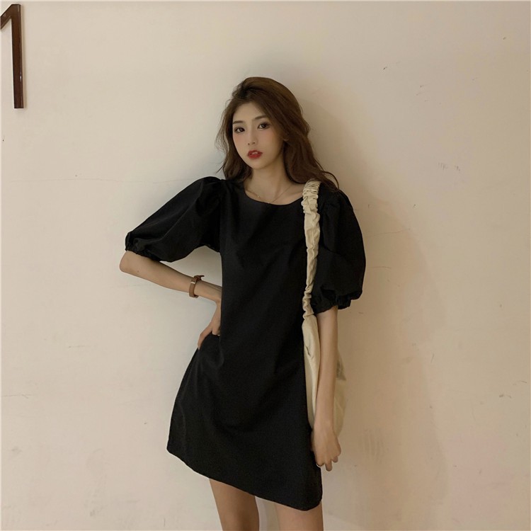 Xiaozhainv Đầm nữ tay lửng màu trắng trơn cho nữ | BigBuy360 - bigbuy360.vn