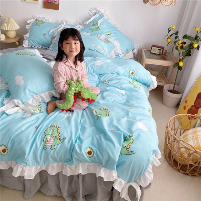 Trọn bộ chăn ga gối hè _ loại 1_ cotton đũi 4 món nhập khẩu