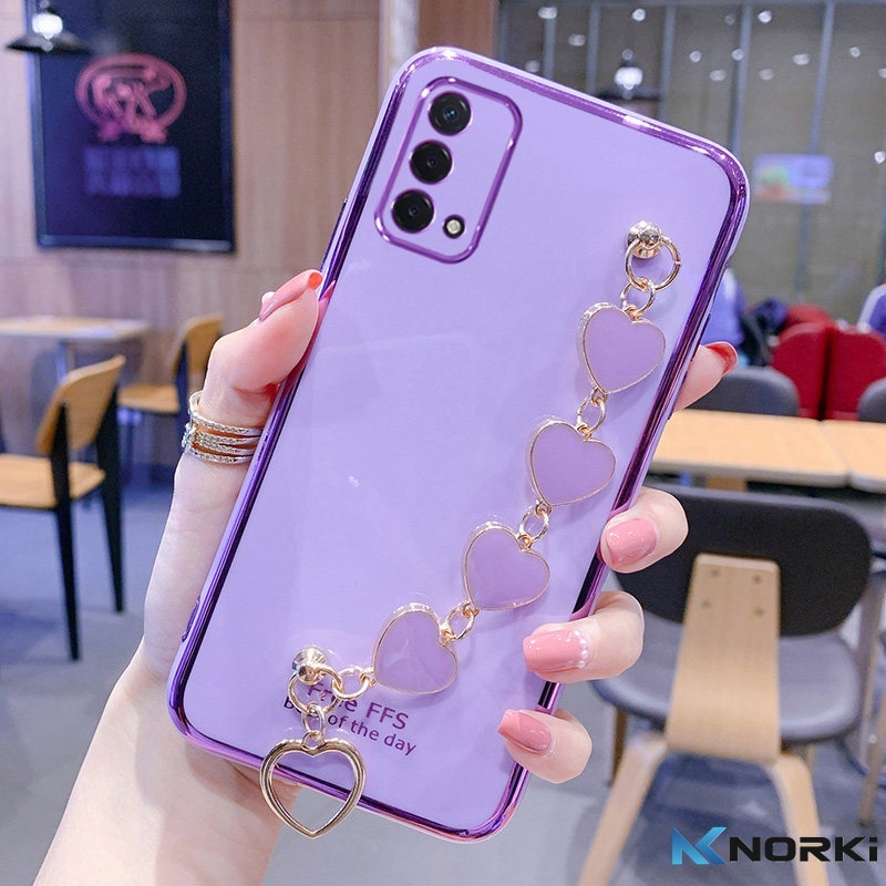 Ốp Điện Thoại Mềm Mạ Hình Trái Tim Có Dây Đeo Cho Samsung Note 20 20Ultra Note 8 9 10 Plus 10Lite A6Plus A7 2018