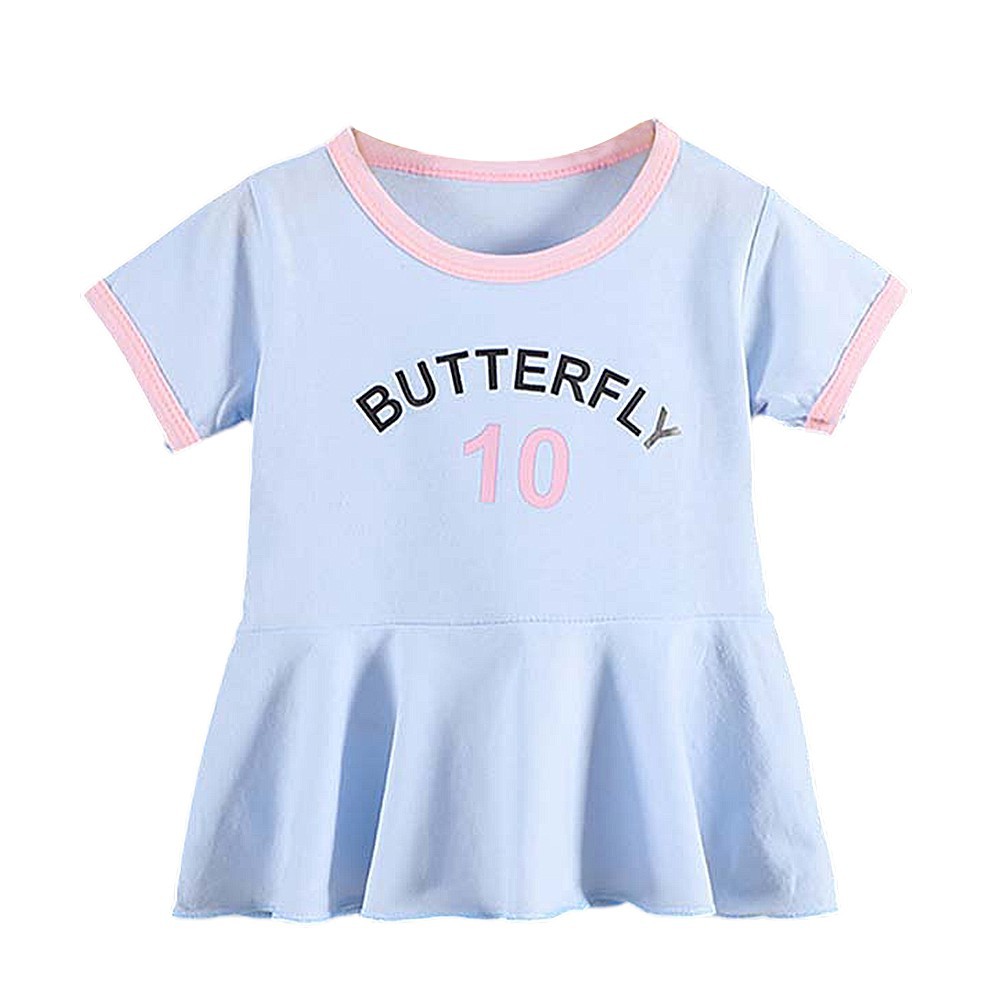 Đầm Tay Ngắn Hoạ Tiết Chữ In Thoải Mái Cho Bé Gái