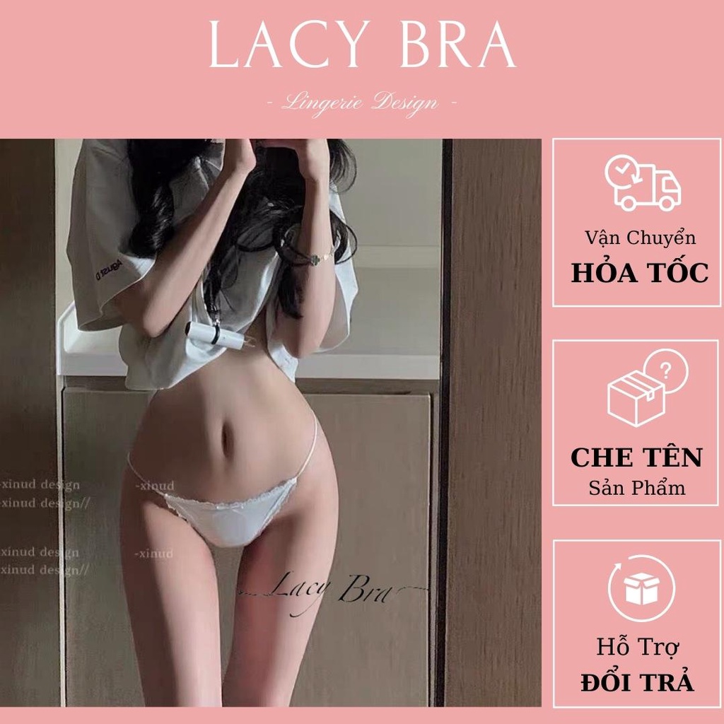Quần Lót Dây Mảnh Vải Thun Mềm Phối Viền Ren Sexy Lacy Bra - QL52