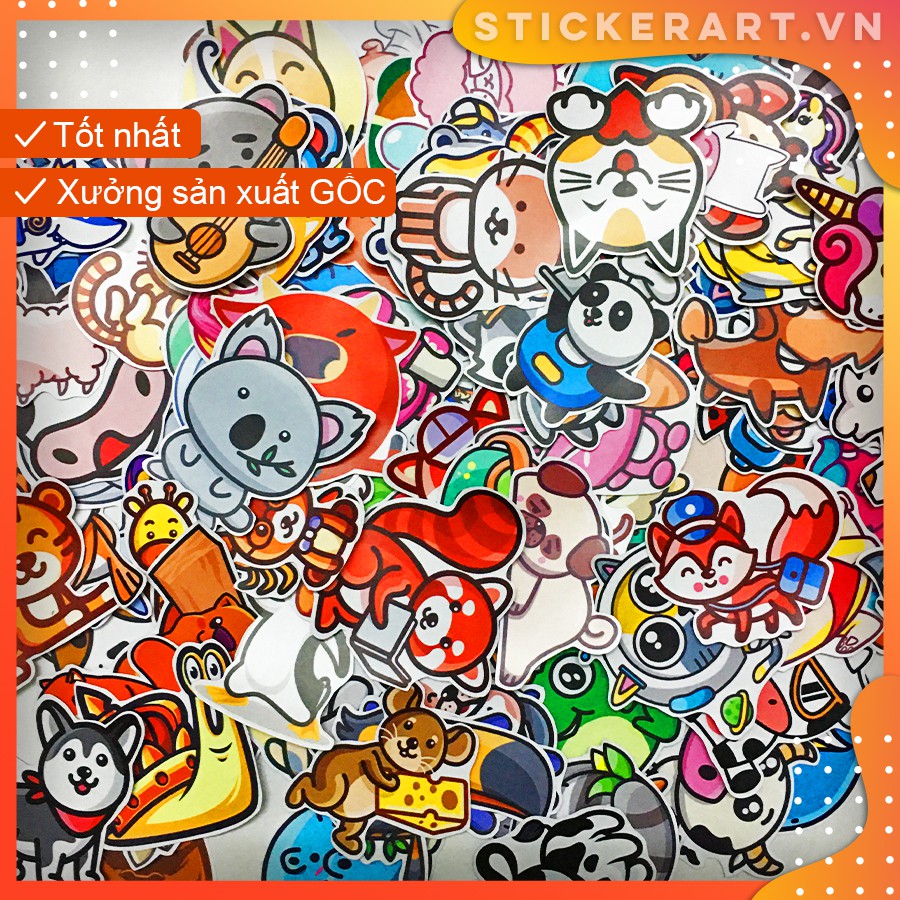 [KAWAII ĐỘNG VẬT] 122 Sticker chống nước/trang trí,dán xe laptop mũ bảo hiểm vali...