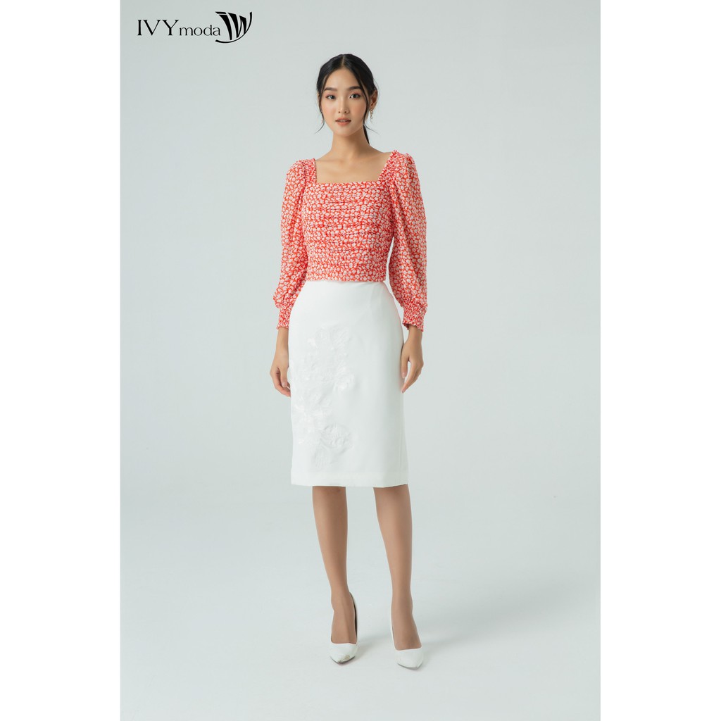 [Mã WABRM4  giảm 15% tối đa 50k đơn 150k] IVY moda Chân Váy trắng 2 lớp thêu hoa MS 31M5649
