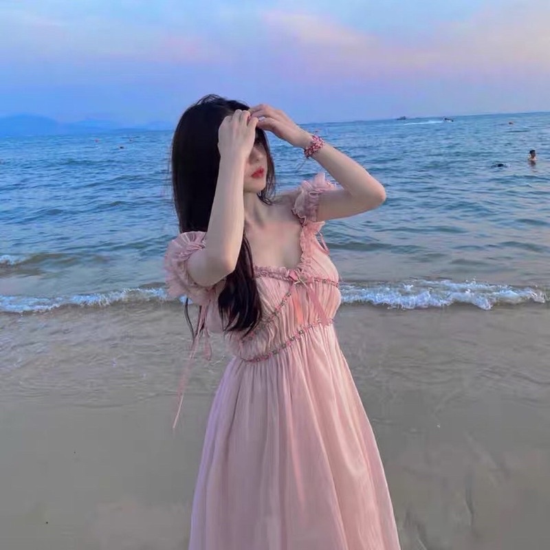 ĐẦM DÀI MAXI HỞ VAI 2 LỚP BÈO NHÚN