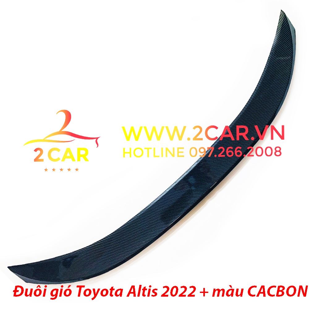 Đuôi gió thể thao, cánh lướt gió Xe Toyota Altis 2022 2023 Sơn Màu CACBON, Tặng kèm keo dính