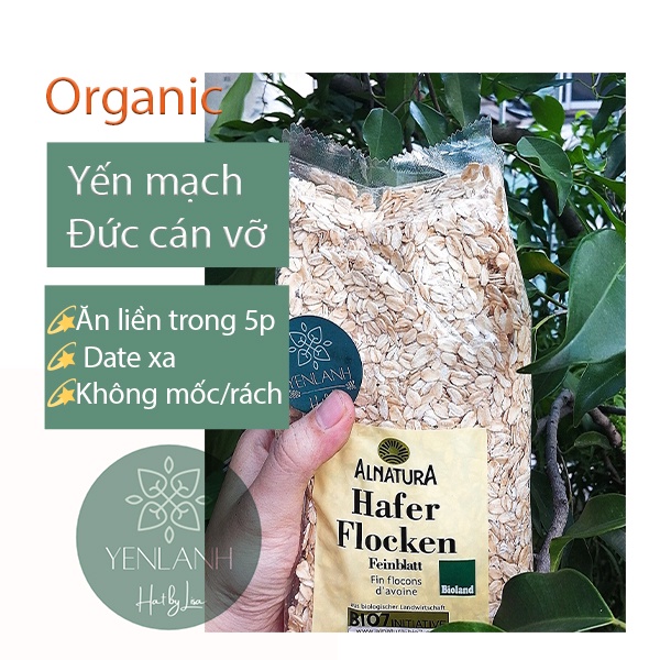 Yến mạch cán nguyên Hafer Flocken hữu cơ- Nguyên liệu làm Granola- Tinh Bột Tốt Yenlanhnatural