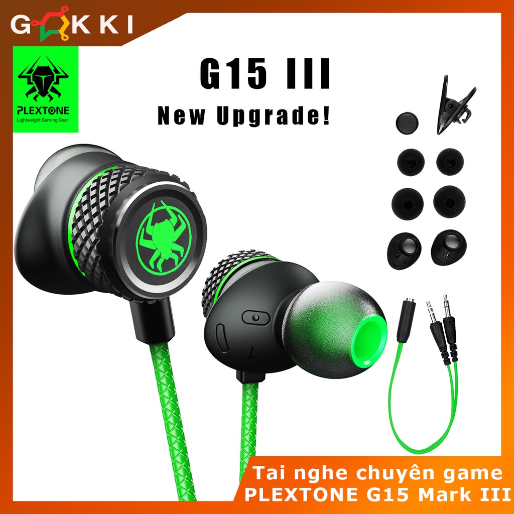 Tai nghe gaming nhét tai Plextone G15 Mark III phiên bản 2021 mới nhất - Chuyên game - có mic, chống ồn