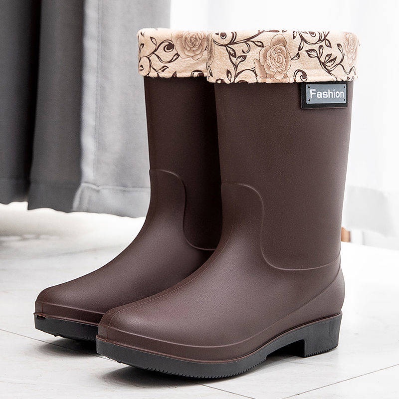 Giày Bốt Đi Mưa Lót Lông Cừu Dày Dặn Chống Mòn / Chống Mài Mòn Thời Trang