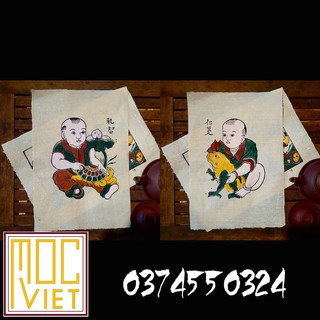 Cặp tranh đông hồ - Em bé ôm cóc, em bé ôm rùa - Nhân trí, Lễ nghĩa