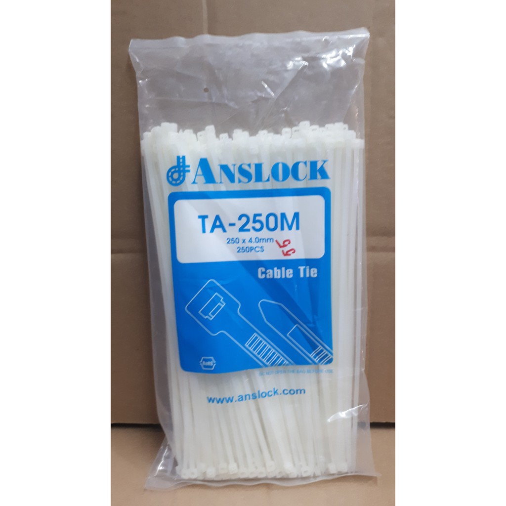 250 CHIẾC/TÚI _ dài 25cm Dây rút nhựa đen, trắng Anslock  _ sản xuất tại Việt Nam. Tiện dụng, dẽ dùng