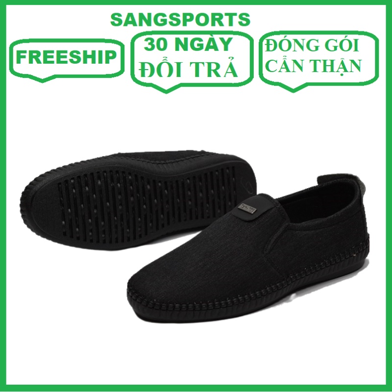 Giày lười vải jean nam màu đen đế khâu chắc  X86fashion-VJEAN01